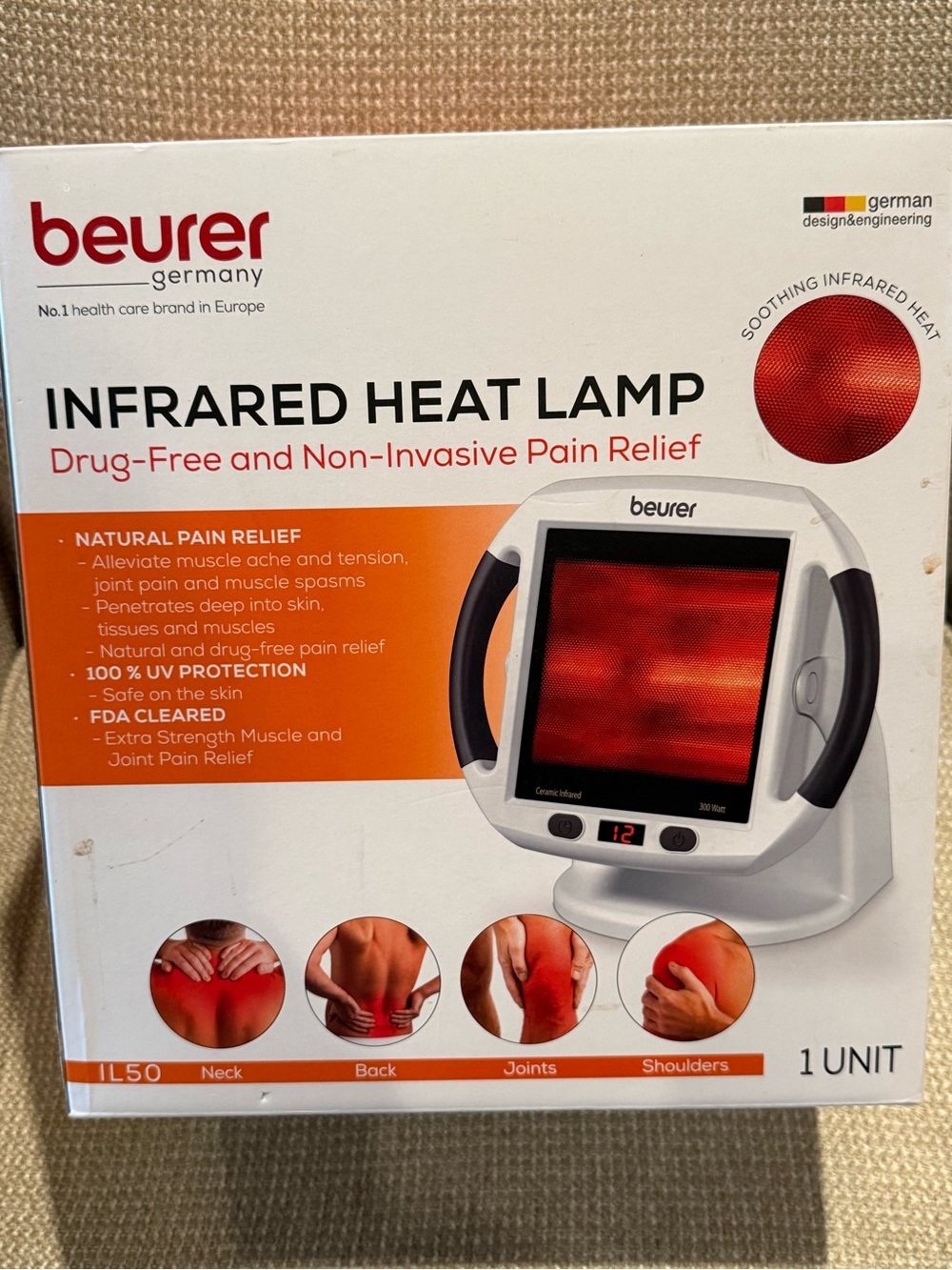 New in Box Beurer Infrared Heat Lamp - White and Black Pain Relief Device